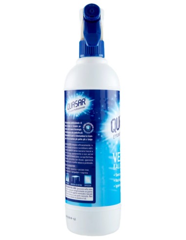 Quasar Vetri Con Alcool - Detergente Spray 580ml - Senza Aloni - Igienizza